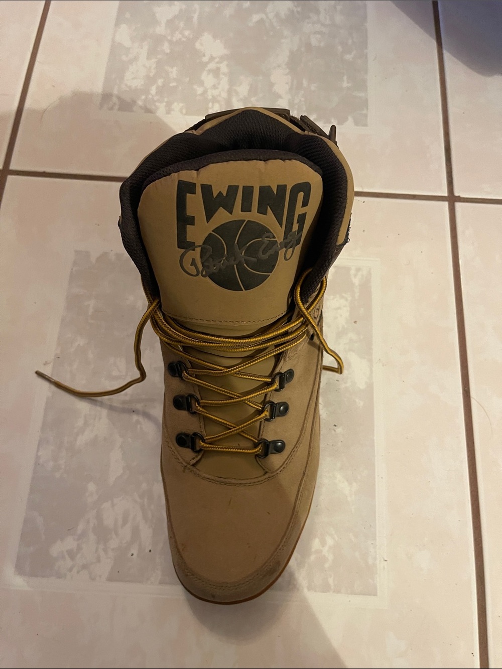 Single left Ewing Men's Tan Lace-Up Work Boot with Padded Collar
